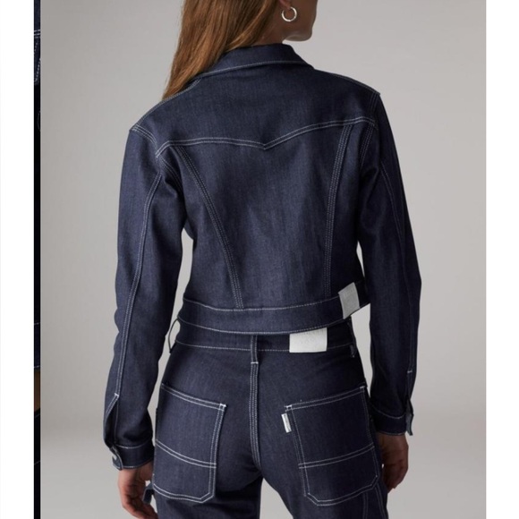 NWT Fiorucci Cropped Trucker Jacket in Indigo Denim - Picture 3 of 4